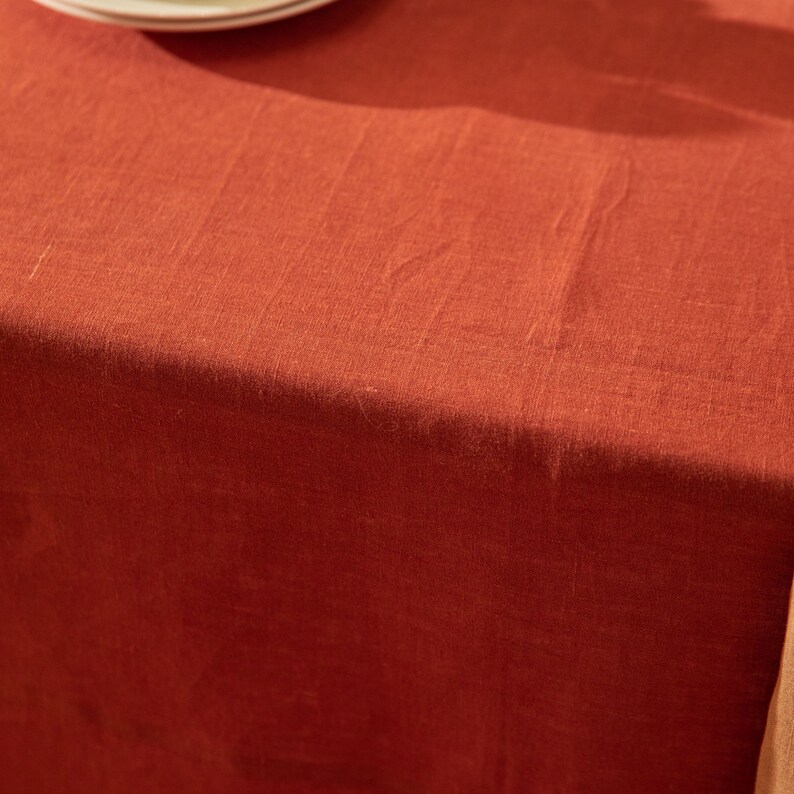 Bright Orange Linen Table Cloth/custom Size/home Decor/solid Color