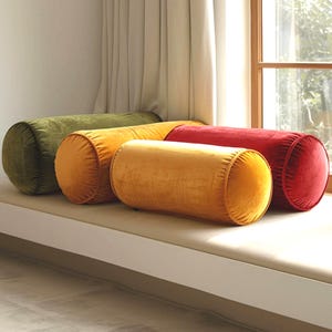 Luxury Velvet Bolster Pillow Cover, Custom Size, Piping Detail