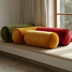 Luxury Velvet Bolster Cushion Cover with Piping, Neck Support Pillow Cover, Custom Size, Decorative Bolster Pillow Cover, 10 Color Choices