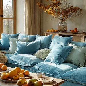 Blue Velvet Pillow Cover: Customizable, Handmade Elegant Decor