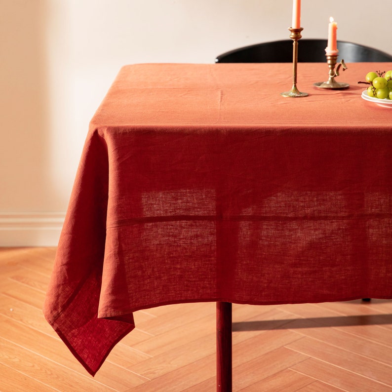 Bright Orange Linen Table Cloth/custom Size/home Decor/solid Color