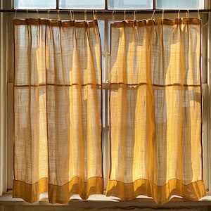 Light Yellow Linen Curtains, Custom Made Handmade Drapes, Elegant Window Decor for Home