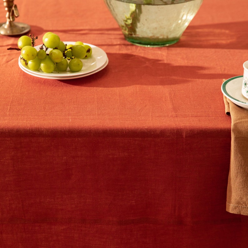 Bright Orange Linen Table Cloth/custom Size/home Decor/solid Color
