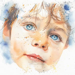 16 Images de visage d’enfant aquarelle PNG clipart