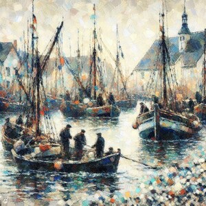 48 images de bateaux de pêche impressionnistes JPG