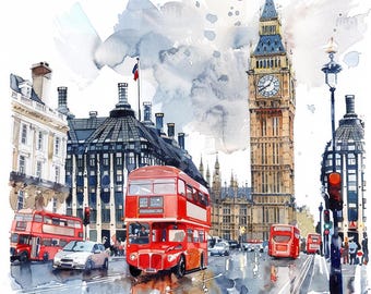 16 Watercolor London Images PNG clipart