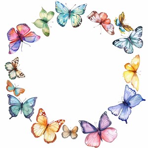 20 Imagenes de Marco Mariposa Acuarela PNG clipart