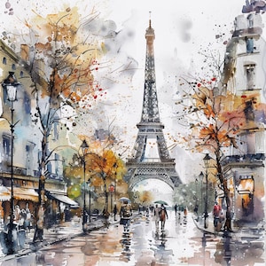 20 Watercolor Paris Images PNG clipart