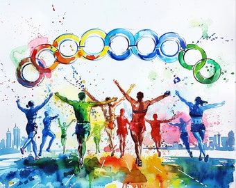 20 afbeeldingen van aquarel Olympische scènes PNG clipart