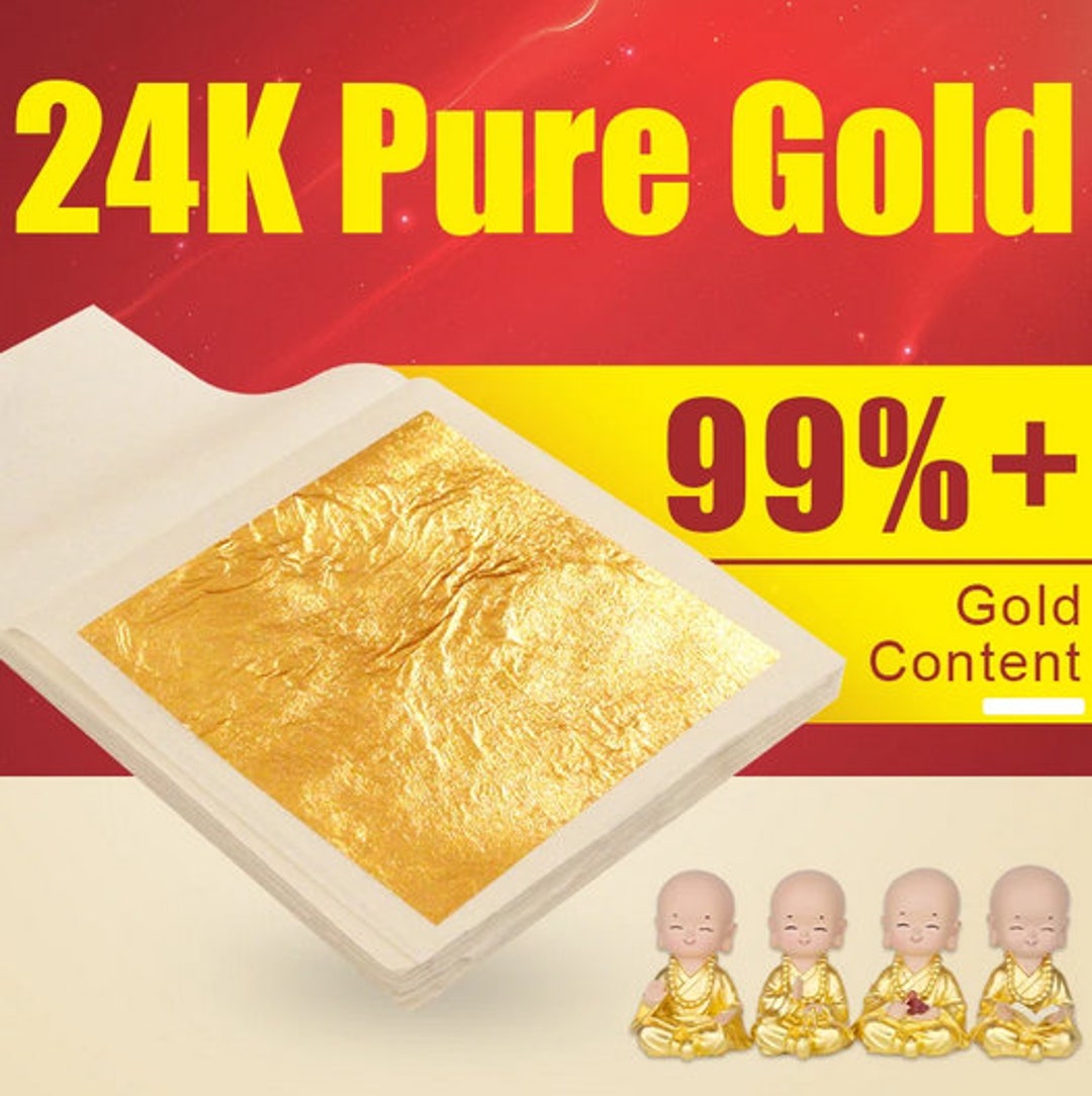10x 24K Edible Gold Leaf Pure Genuine Gold Leaf Foil Sheets Etsy