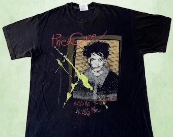 The Cure Kiss Me バンドt ビンテージ　Nirvana ロックt Amazon.com: The Cure T Shirt Kiss Me Band Logo Official Mens Black