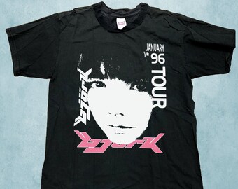 Camiseta Björk Japan Tour 96 para mujer y hombre, camiseta sin mangas, camiseta juvenil Taddler de cuello en V largo