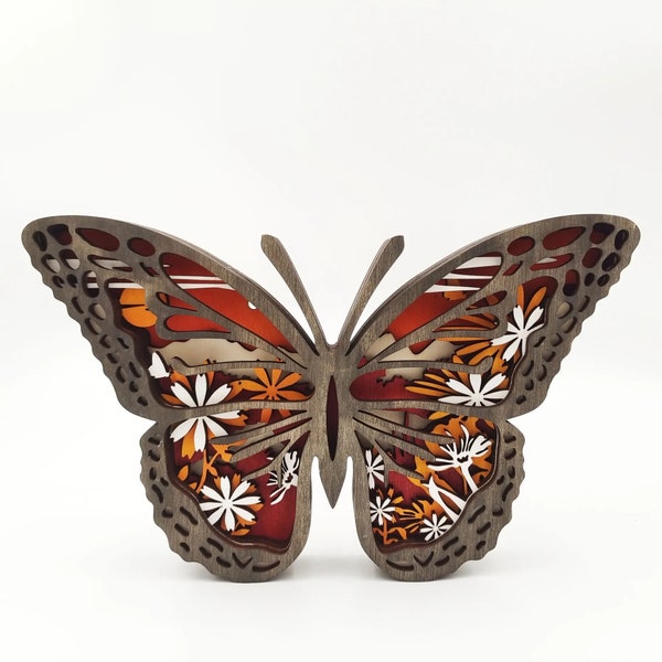 Décoration Papillon 3D en bois avec lumière