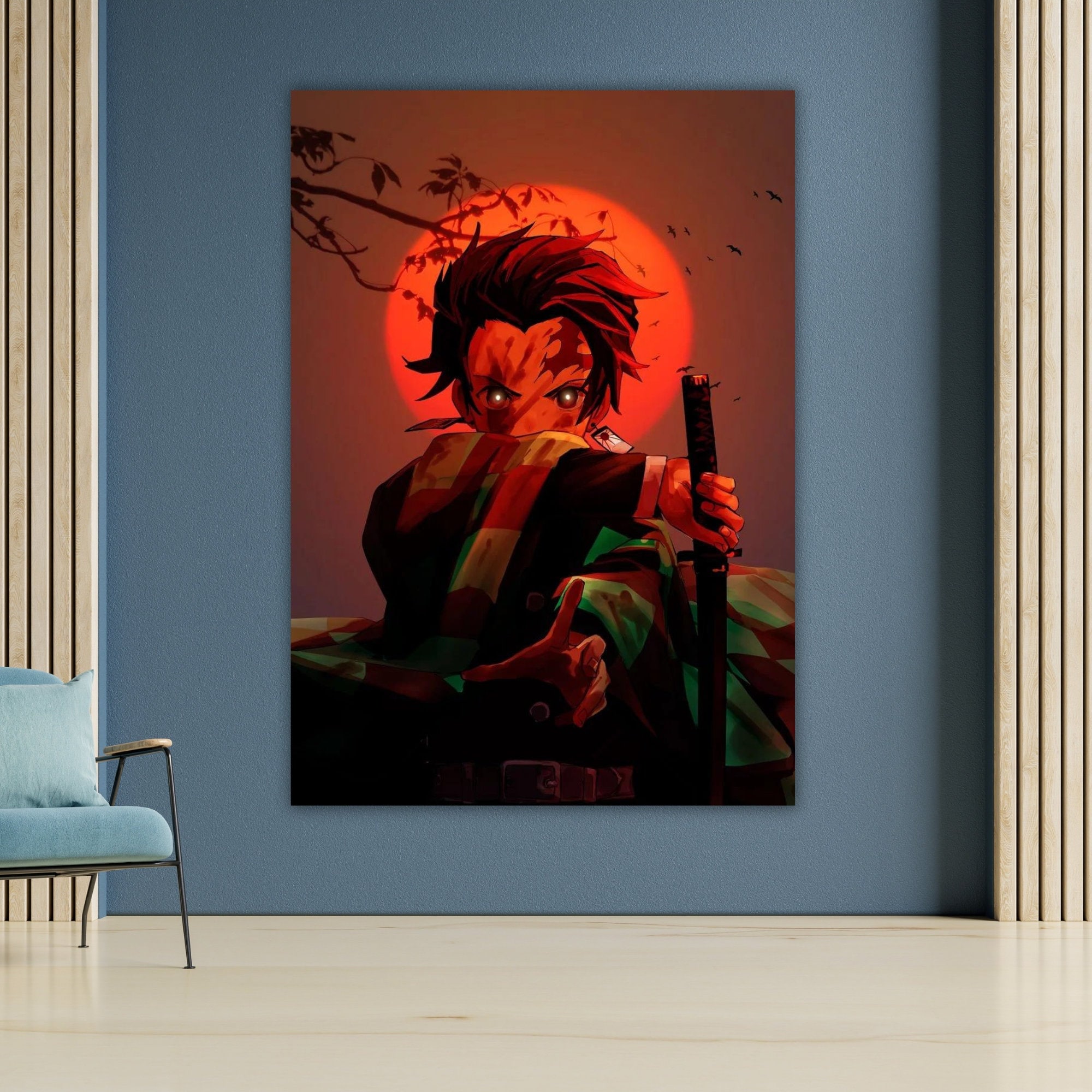 Anime Demon Slayer Corps Tanjiro Muzan Kibutsuji Demon King Flame Hashira  Charming Villain Epic Fan Art Canvas Art Poster and Wall Art Picture Print  Modern Family bedroom Decor Posters 12×18inch(30×45 : 