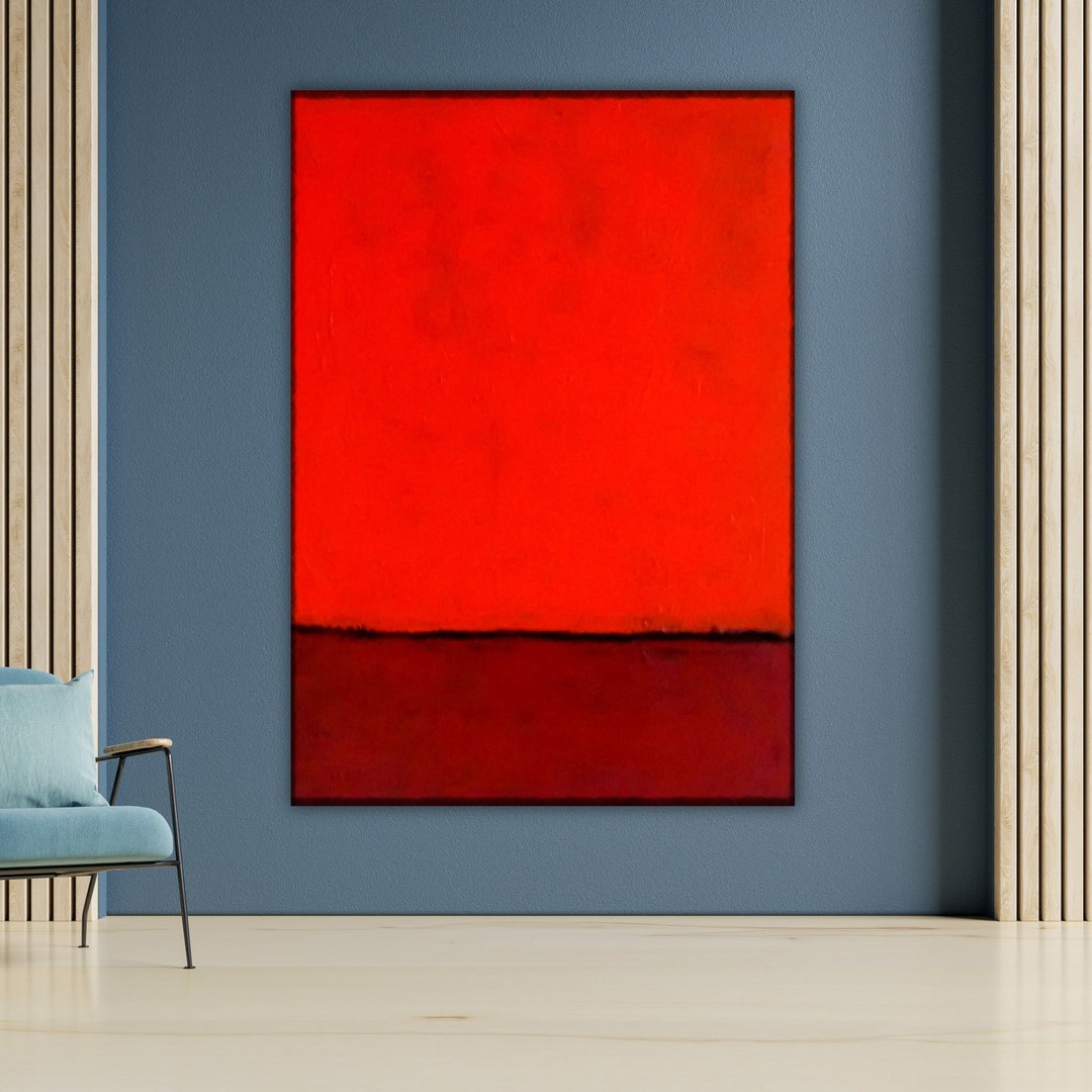 Minimal Red Canvas Painting, Mark Rothko Abstract Art, Modern Wall