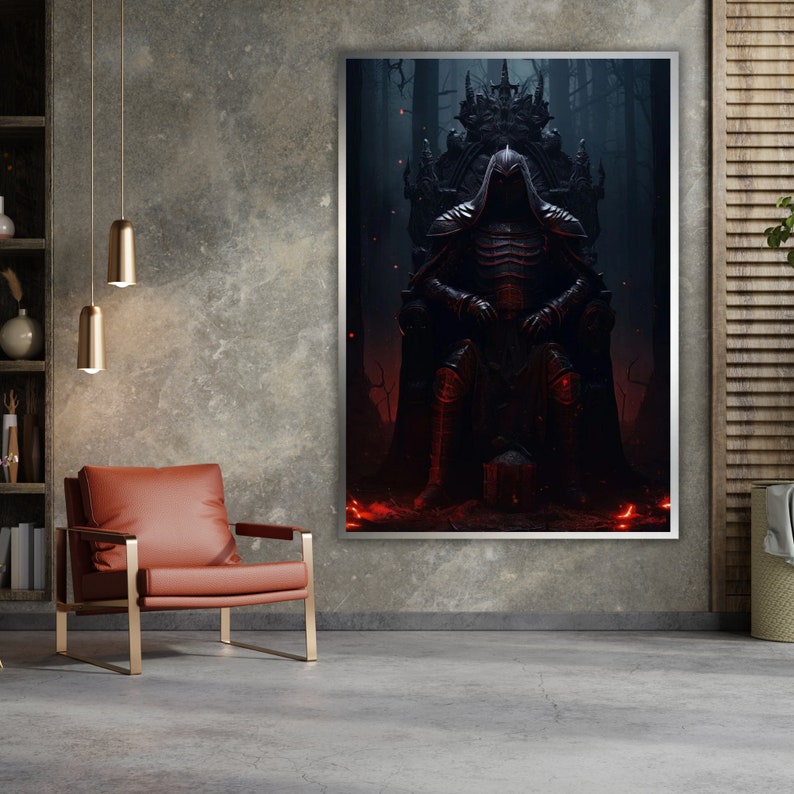 Black Knight Canvas Wall Art, Knight Painting, Medieval Decor, Gothic