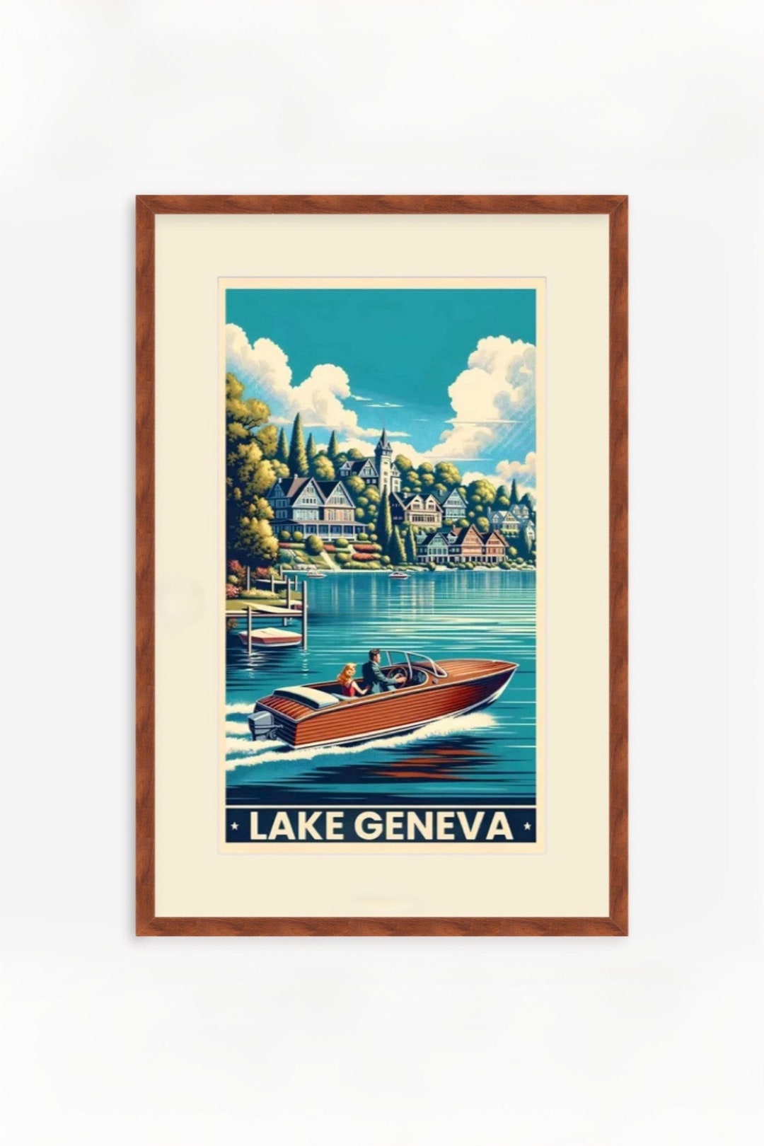Lake Geneva Wisconsin Poster Lake Geneva Art Lake Geneva Poster Lake