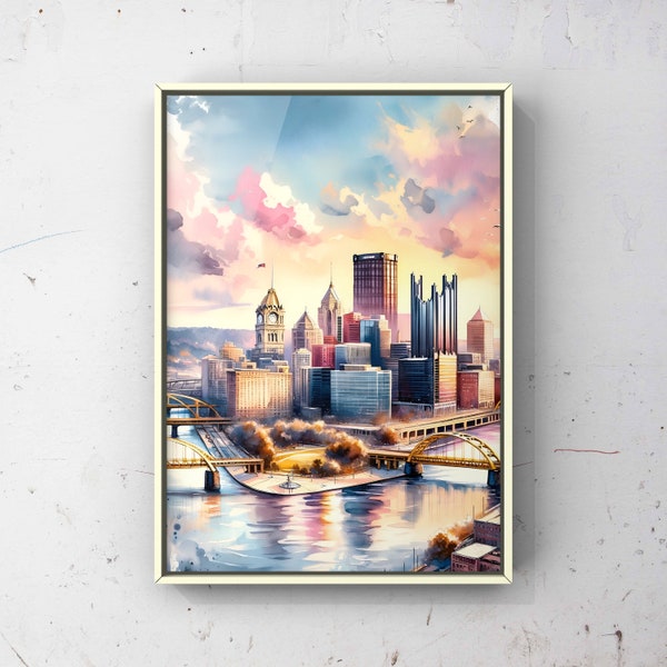 Pittsburgh Painting For Home Pittsburgh Digital Print Pittsburgh Poster For Wall Decor Painting of Pittsburgh Art Pittsburgh Painting