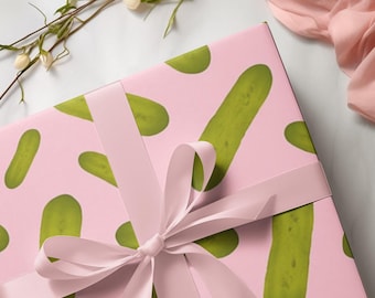 Gift Wrapping Paper With Pickles | Fun Veggie Present Wrap for Cucumber Lover