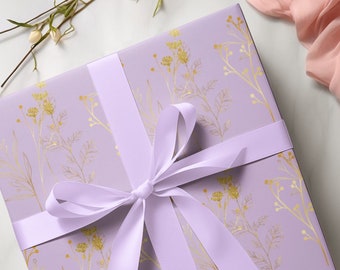 Lavender Gift Wrapping Paper in Pastel Floral Aesthetic for Elegant and Feminine Presents for Her & Special Occasions With Dainty Details