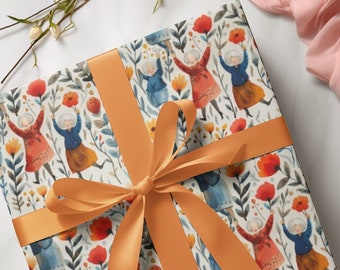 Gift Wrapping Paper With Happy Grandmas, Floral Gift Wrap for a Friend Who just Turned one Year Older, Funny Birthday Gift Wrap for Her