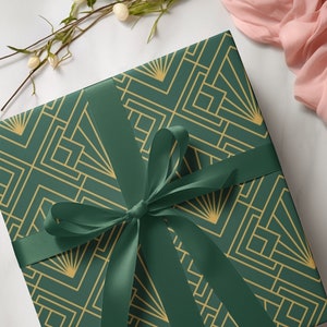 Elegant Green Art Deco Gift Wrapping Paper