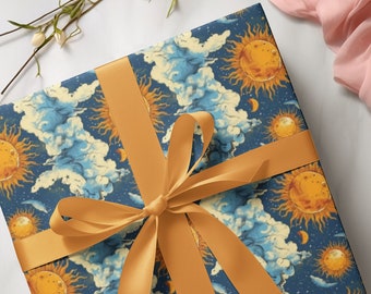 Carta da regalo vintage Sole e Nuvole: motivo celeste colorato