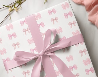 Pink Bow Coquette Wrapping Paper, Pink Bow Gift Wrap, Coquette Paper ...