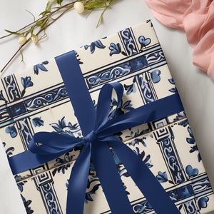 Carta da regalo blu in stile estivo blu di lusso mediterraneo
