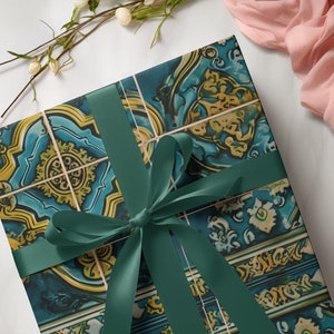 Carte da regalo in stile orientale con motivo persiano vintage verde acqua