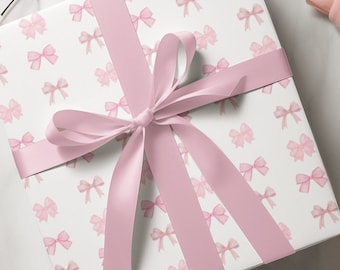 Papier cadeau coquette, nœuds roses pastel, papier cadeau féminin, papier cadeau baby shower