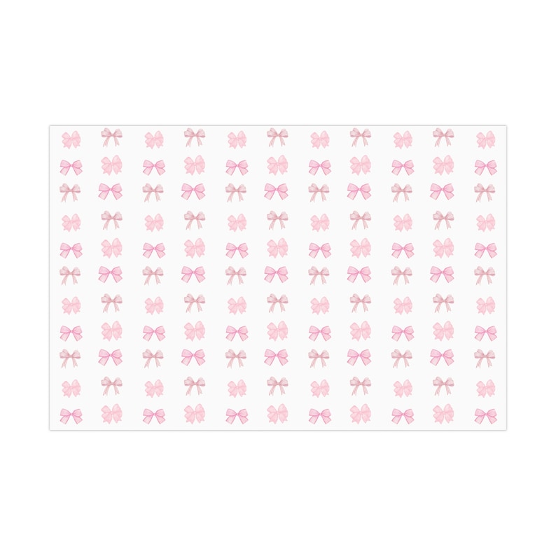 Coquette Wrapping Paper, Pastel Pink Bows, Feminine Gift Wrap, Baby Shower Present Paper image 3