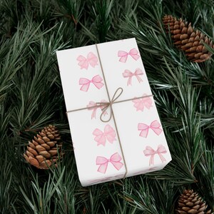 Coquette Wrapping Paper, Pastel Pink Bows, Feminine Gift Wrap, Baby Shower Present Paper image 9
