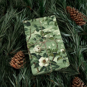 Sage Green Floral Wrapping Paper, Vintage Botanical Gift Wrap, Elegant Cottagecore Garden Party Decor image 7