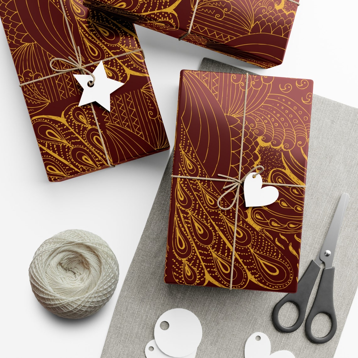 Burgundy Red Gift Wrapping Paper Elegant Matte or Satin Finish Etsy — free download