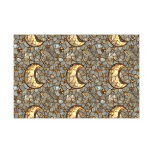 Celestial Moon & Stars Wrapping Paper | Stained Glass Motif Gift Wrap image 2