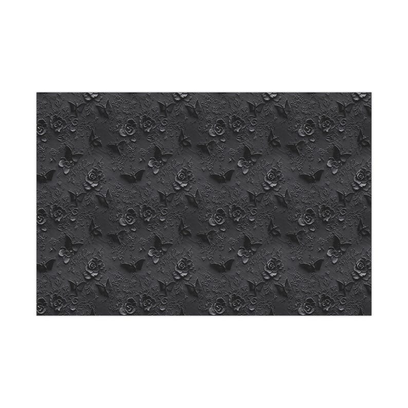Black Floral Whimsigoth Gift Wrapping Paper, Gothic Luxury Gift Wrap, Elegant Dark Romantic Present Wrap image 4