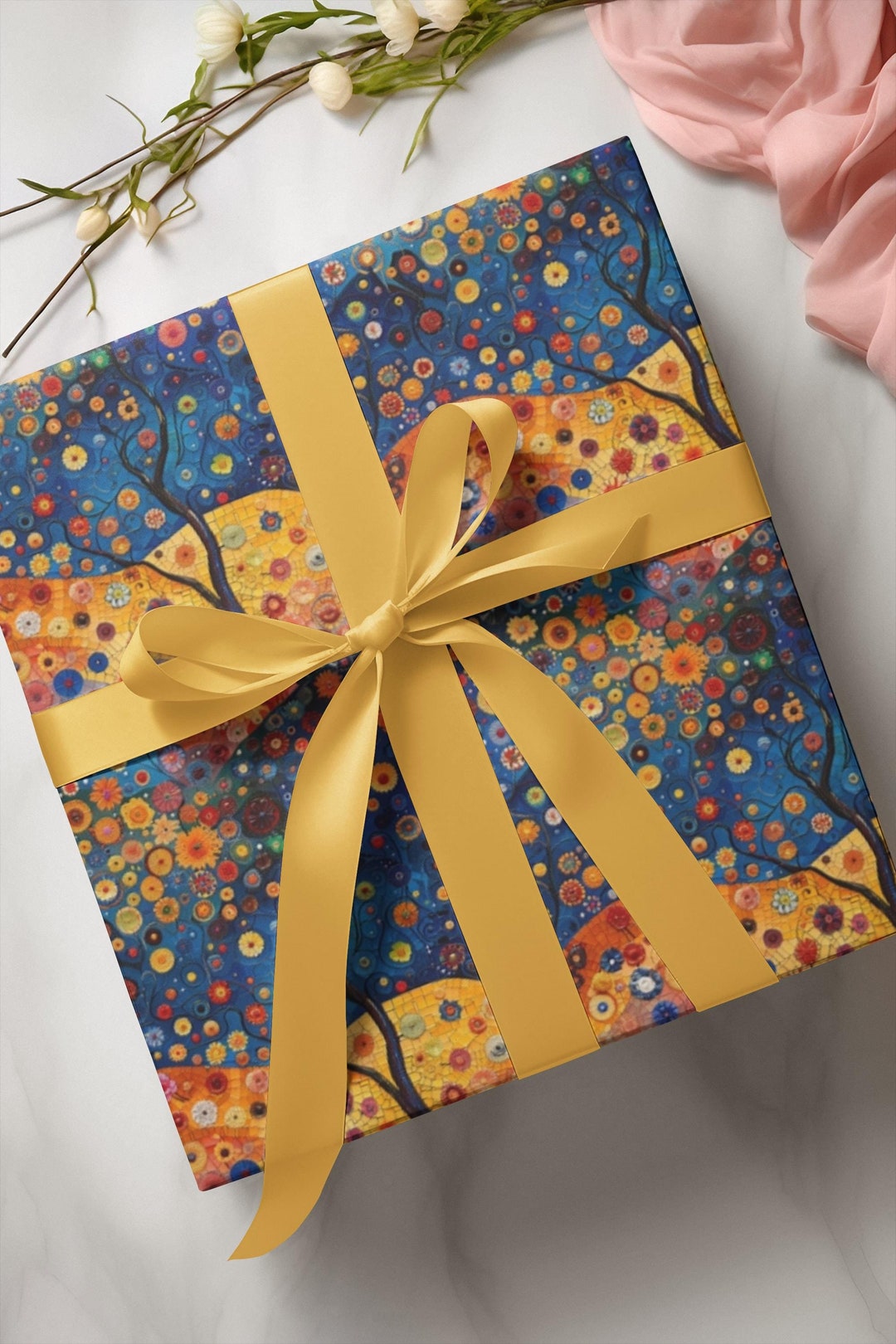 Gift Wrap Paper, Art Nouveau Floral Stylish Colourful Wrapping Paper ...
