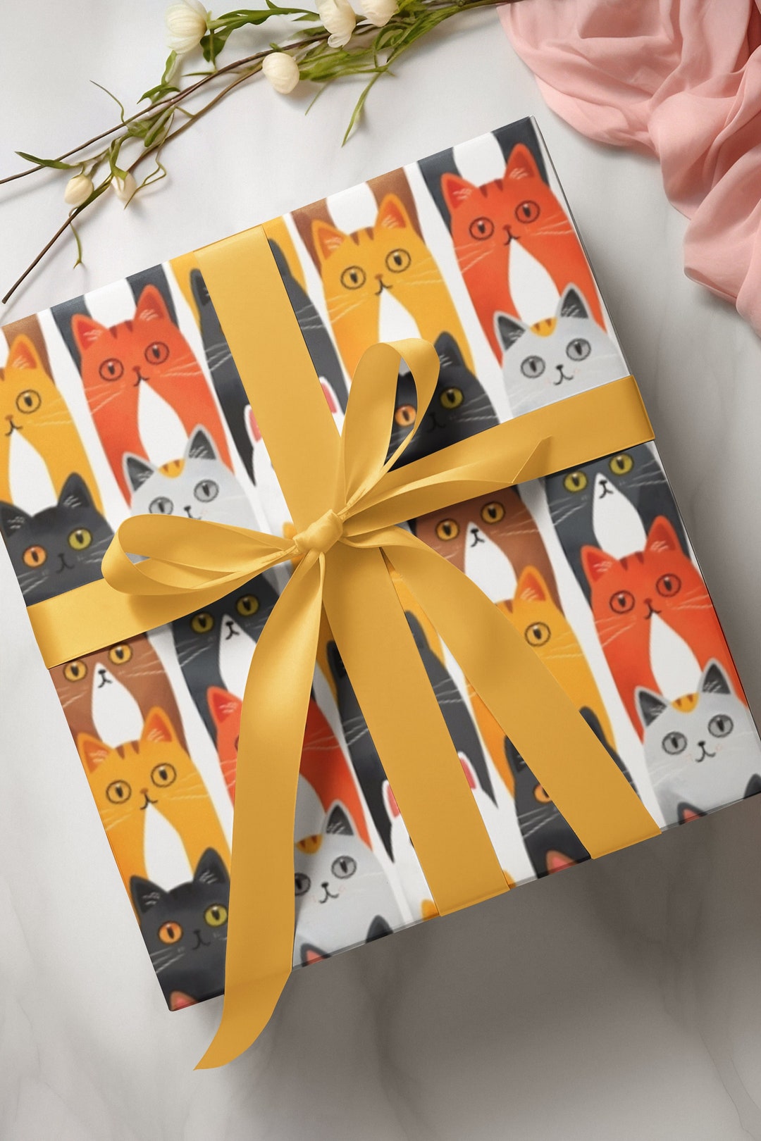 Kawaii Cats Gift Wrapping Paper, Cat Lover Present Wrap - Etsy