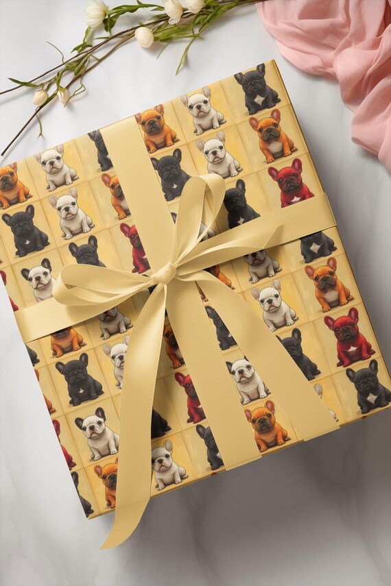 Gift Wrap Papers French Bulldog Present Wrap, Frenchie Puppies