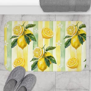 Retro Lemons Bath Mat: Non-Slip Memory Foam Shower Rug
