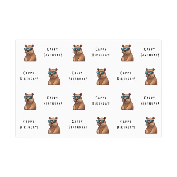12 Hojas De Papel De Regalo Capybara, Lindo Envoltorio De Regalo Con Temática De Animales Para Niños Y Amantes De Los Animales, 4 Diseños Happy Capybara, Perfecto Para Cumpleaños, Baby Showers