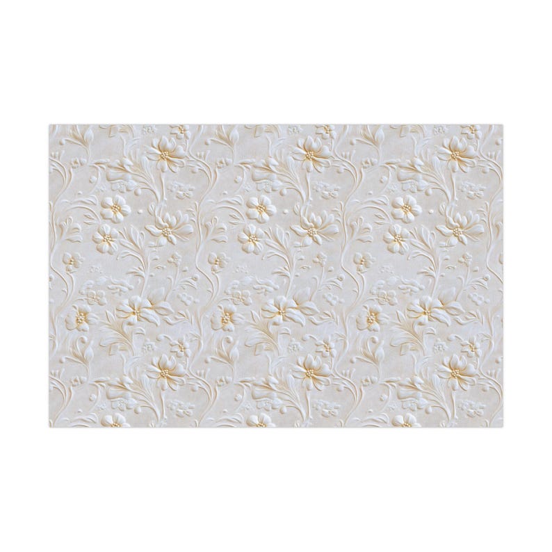 Papier cadeau floral blanc, emballage cadeau de mariage élégant vintage image 5