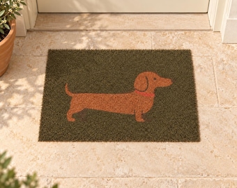 Dachshund Coir Doormat – Playful Weiner Dog Entry Rug