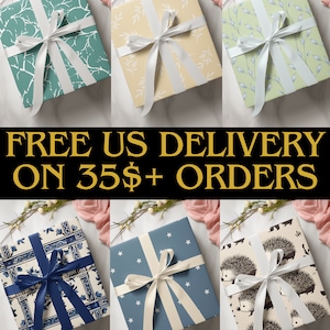 Whimsical Celestial Gift Wrapping Paper, Retro Sun Moon & Clouds Gift Wrap image 9