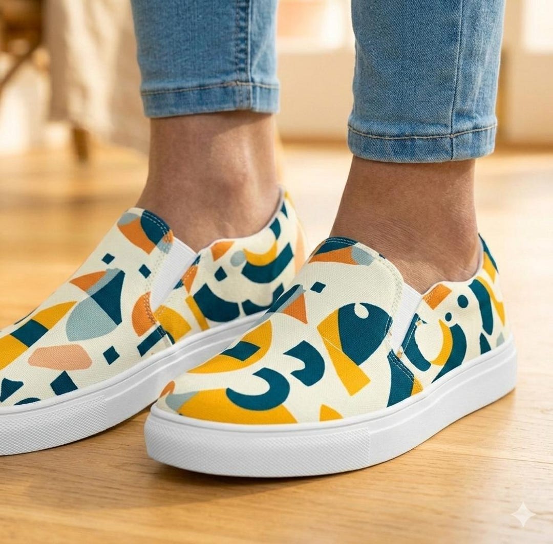 Colorful Abstract Women's Shoes - 24 Callyopia Canvas Slip-ons - Etsy