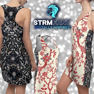 Spring Chinese Traditional Floral Cut & Sew Racerback Dress, Lace Back Women&#39;s Dress, Elegant Spring Dress, Floral Lace Dress, Chinese