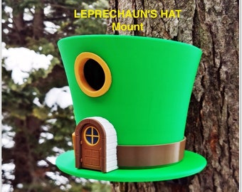 Bird House - Comedero para pájaros - Comedero para pájaros estilo SOMBRERO DE LEPRECHAUN - Montaje - Personaliza tus colores - Impreso en 3D