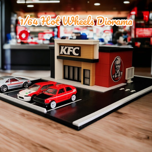 1/64 Hot Wheels Diorama Model Diecast - THE KFC! - LED Included - 3D Printed - Customisable - Order Your Fried Chicken Here !!!