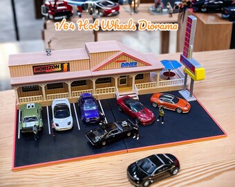 1/64 Hot Wheels Diorama Modell Diecast - Forza Horizon - Das Intro Diner! - 3D gedruckt - anpassbar - Drücken Sie, um das Rennen zu starten !!!